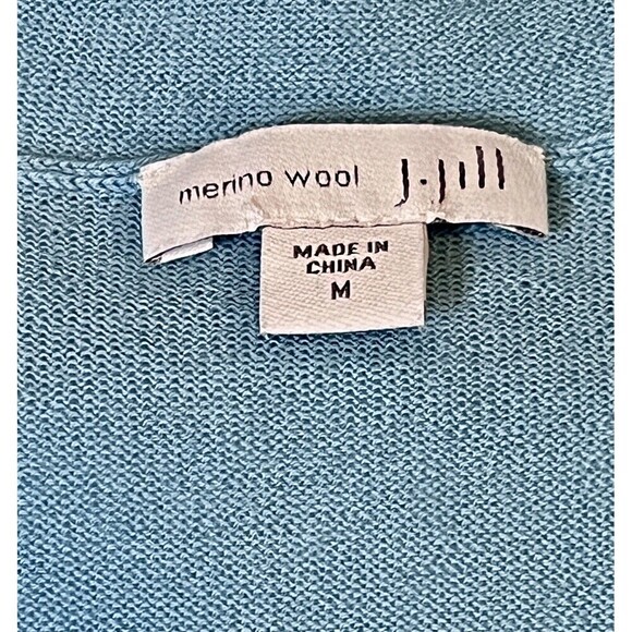 J. Jill Merino Wool V-Neck Sweater Sky Blue Soft Pastel Rolled Neck Women Size M - Picture 8 of 11